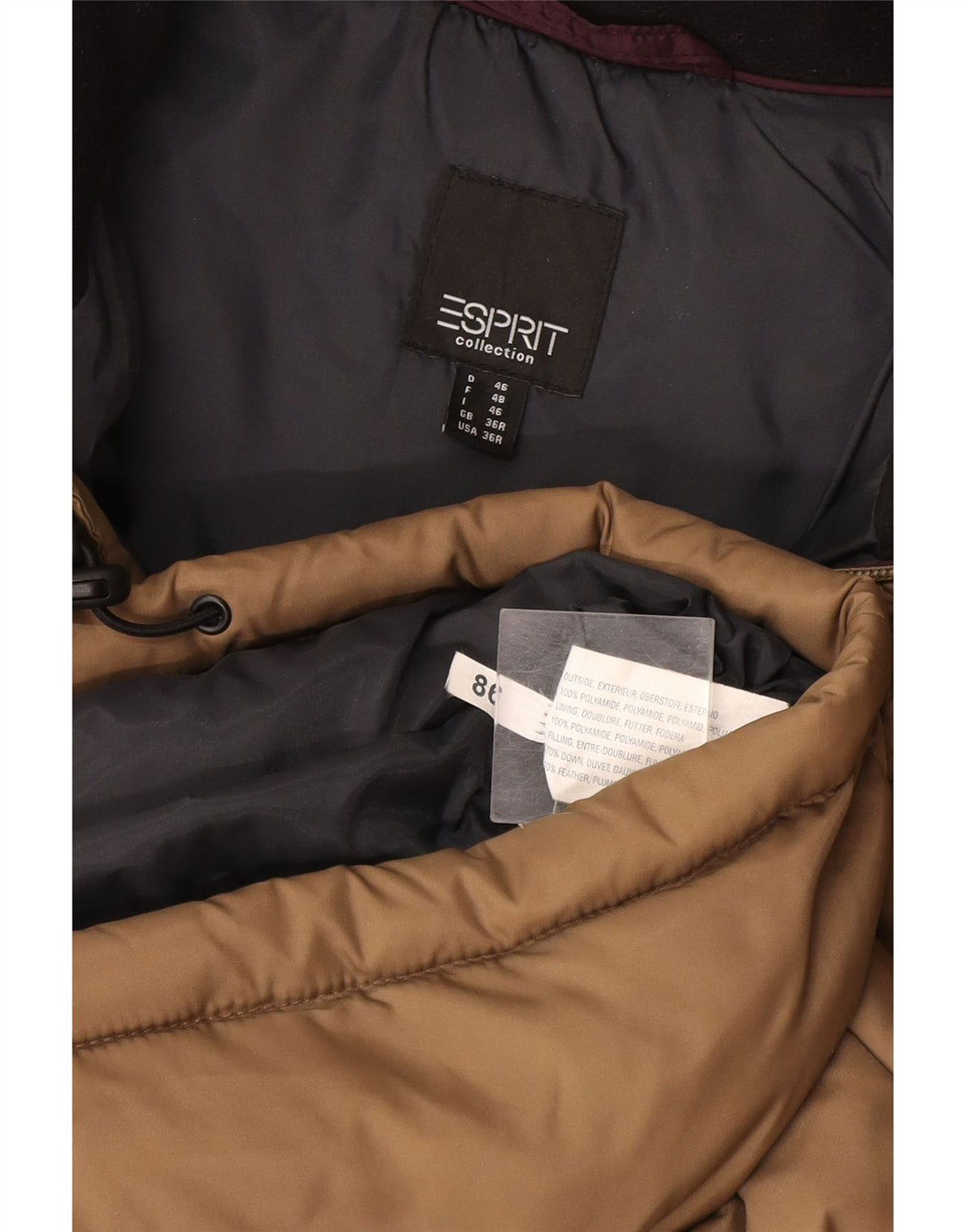 Esprit Herre Loose Fit Polstret Jakke UK 36 Lille Beige Polyamid