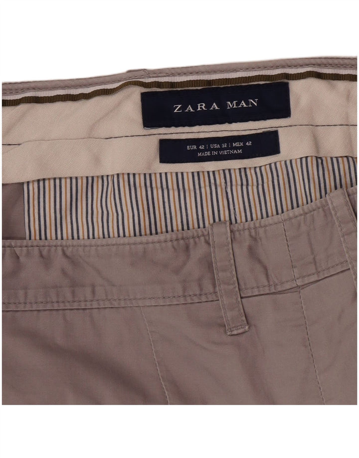 Zara Herre Pegged Chino Shorts EU 42 Large W32 Grå