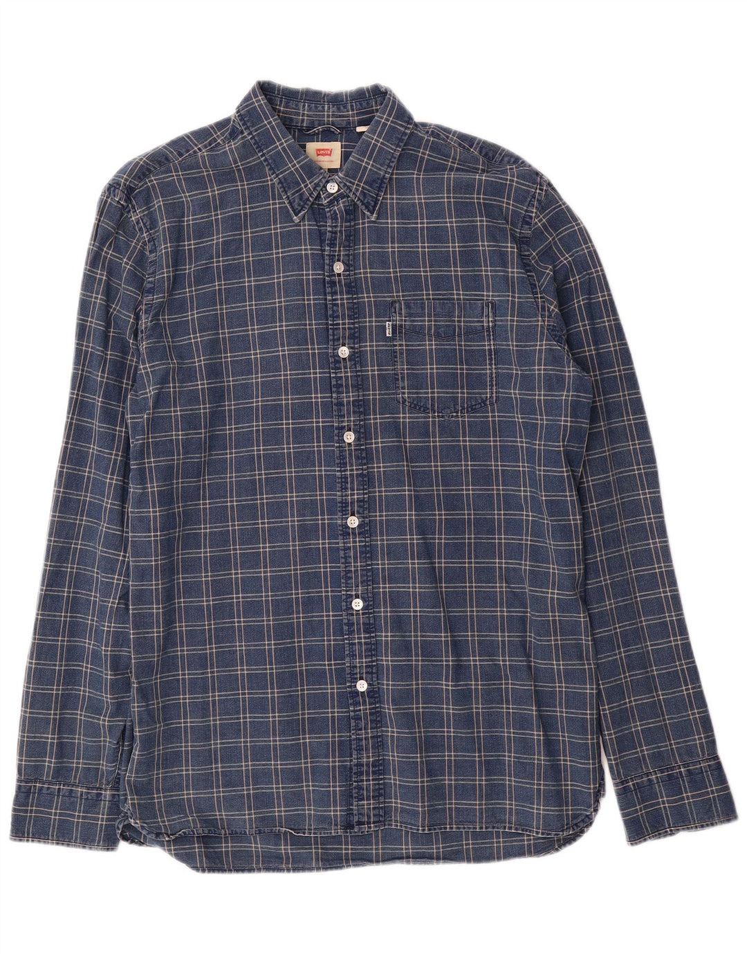 Levi's herreskjorte stor marineblå ternet bomuld