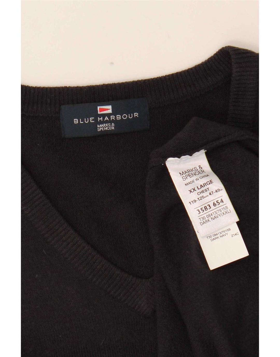 Marks & Spencer Herre Blue Harbor V-hals sweater 2XL Navy Akryl