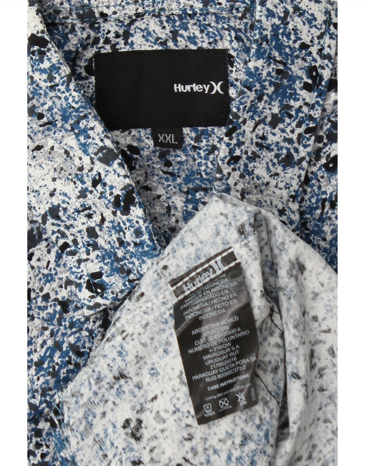 Hurley Kortærmet Herreskjorte 2XL Blå Flecked