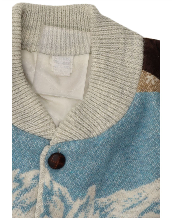 VINTAGE Herre grafisk cardigan sweater IT 48/50 Medium Flerfarvet