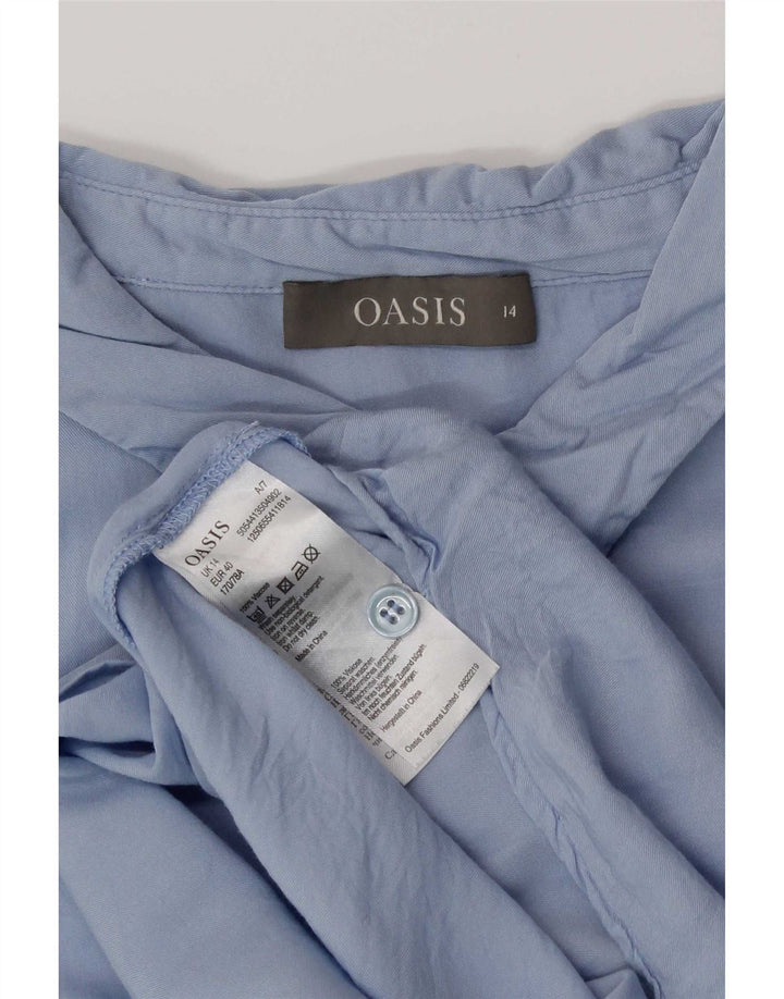 Oasis ærmeløs skjortebluse til kvinder UK 14 Stor blå viskose