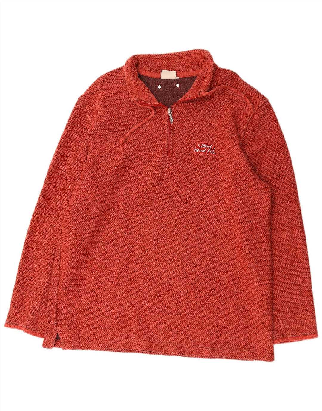 Weird Fish Herre Zip Neck Sweatshirt Jumper 2XL Rød Bomuld