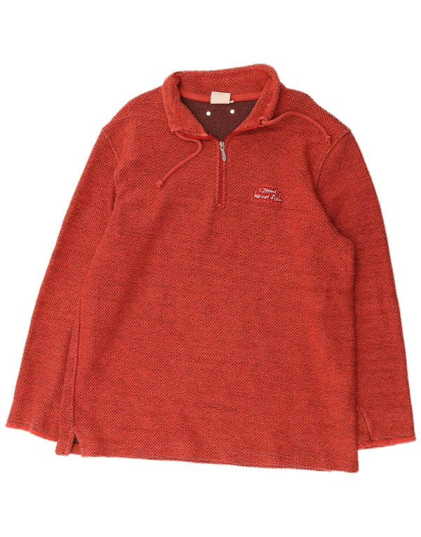 Weird Fish Herre Zip Neck Sweatshirt Jumper 2XL Rød Bomuld