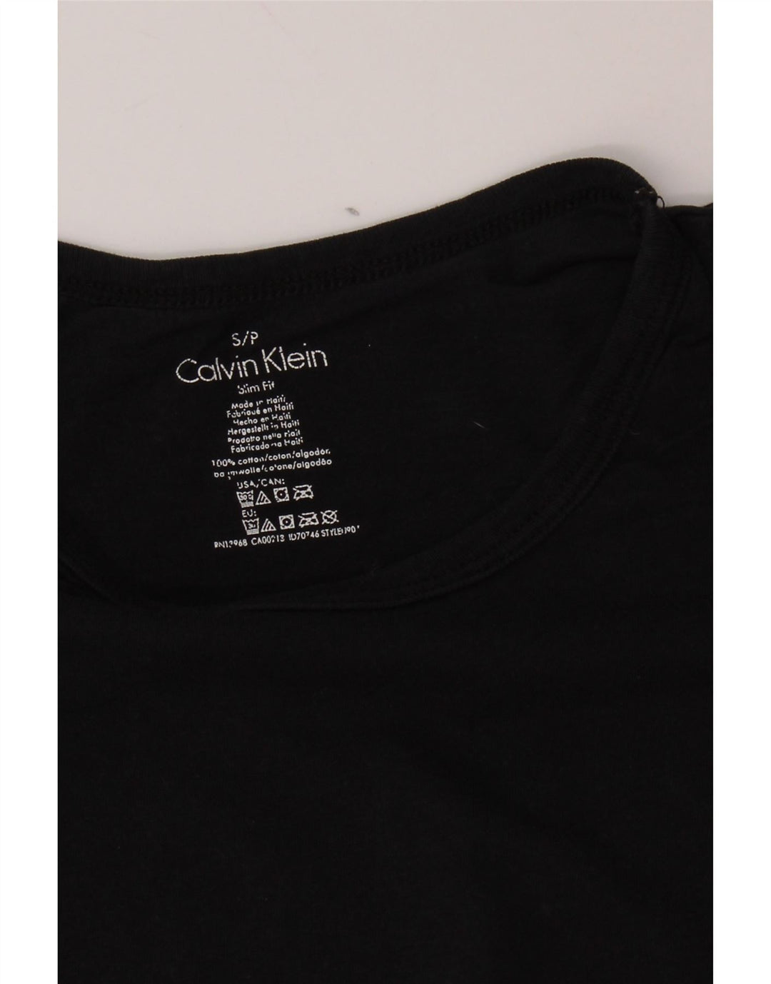 CALVIN KLEIN Herre Slim Fit T-Shirt Top Lille Sort Bomuld