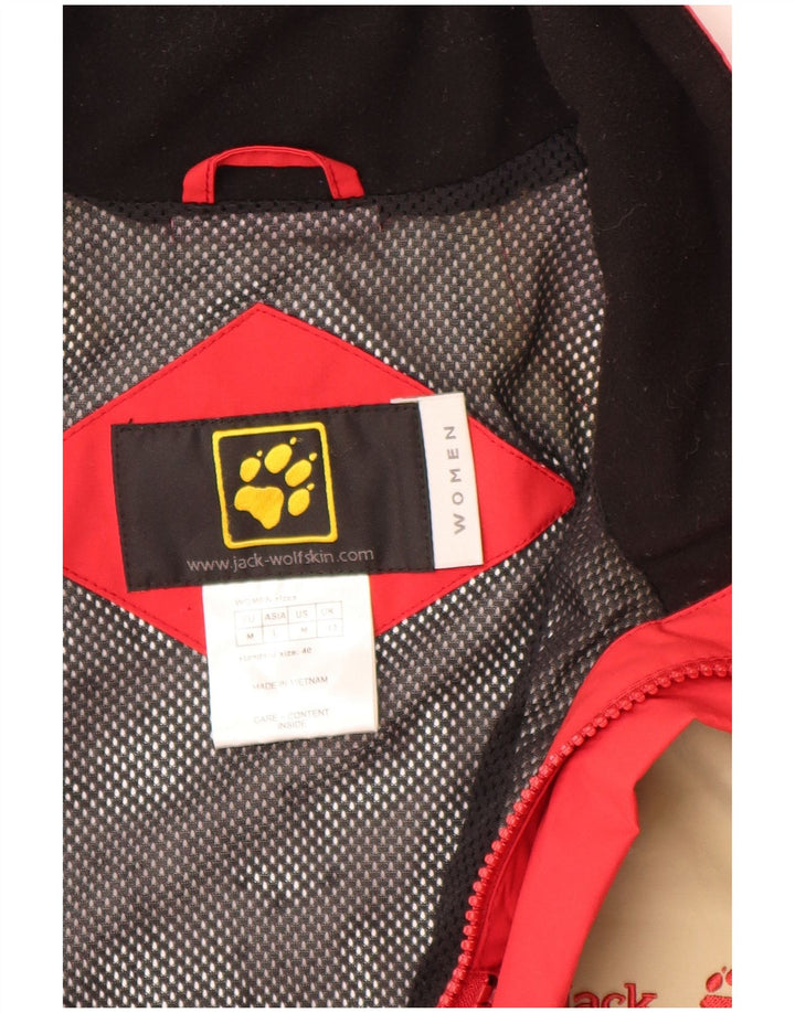 Jack Wolfskin Dame Loose Fit Regnjakke UK 12 Medium Red Colourblock