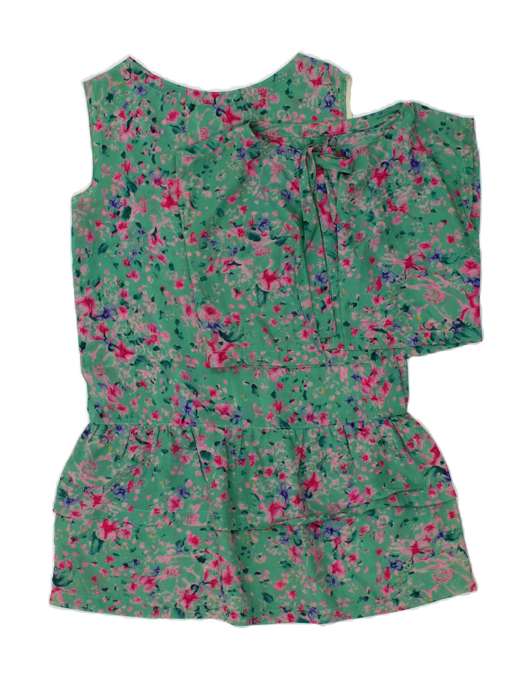 VINTAGE Womens 2 Piece Set UK 12 Medium Green Floral Vintage Vintage and Second-Hand Vintage from Messina Hembry 