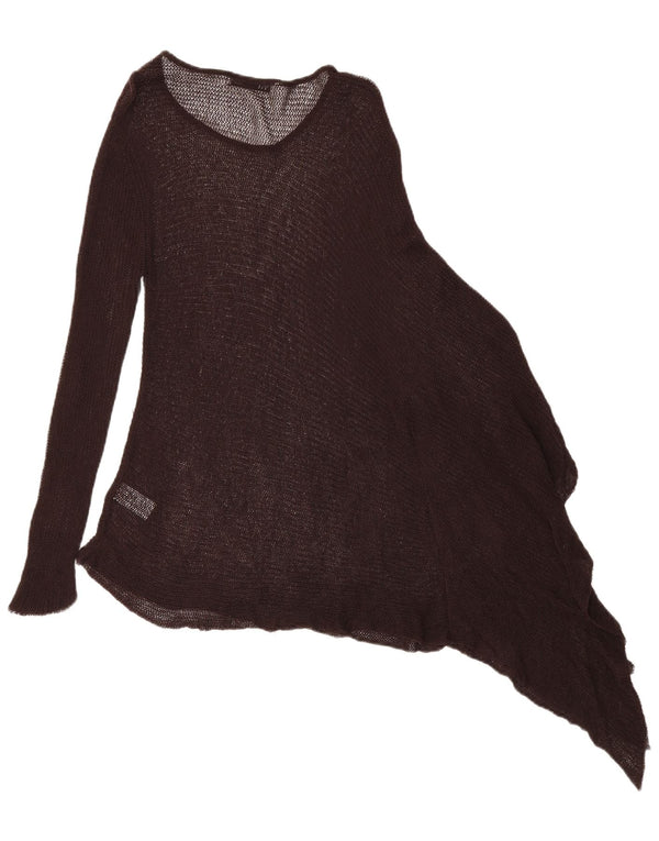 Zara Dame Asymmetrisk Poncho Tunika Top UK 16 Stor Brun Lyocell