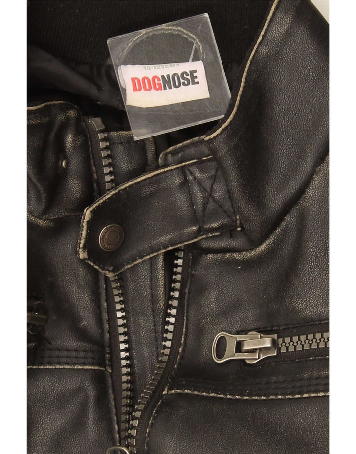 Dognose Boys Bomber Læderjakke 10-11 år Sort