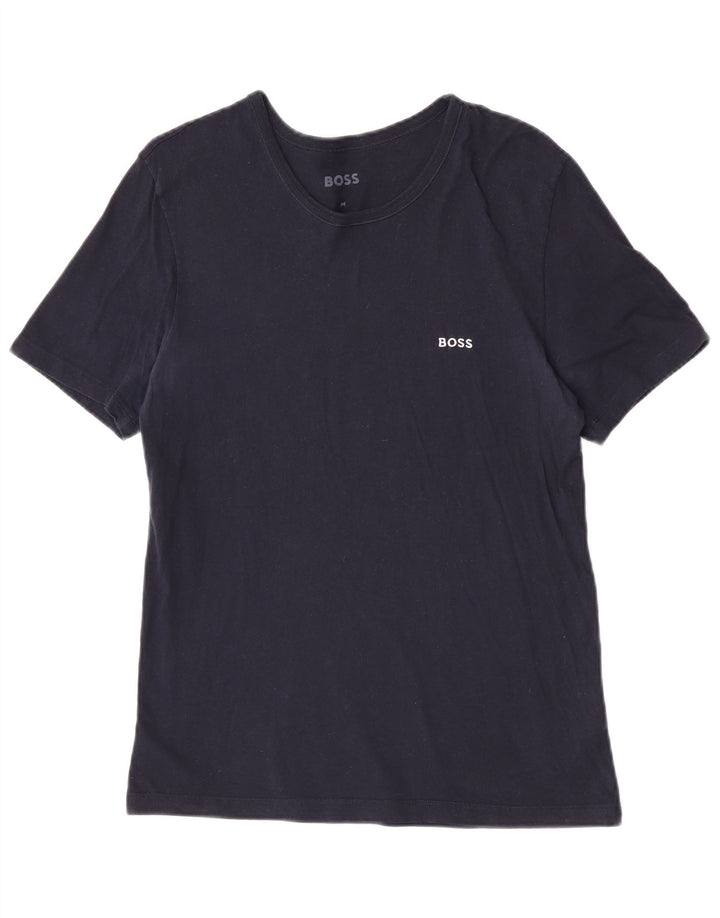 Hugo Boss Herre T-Shirt Top Medium Marineblå Bomuld
