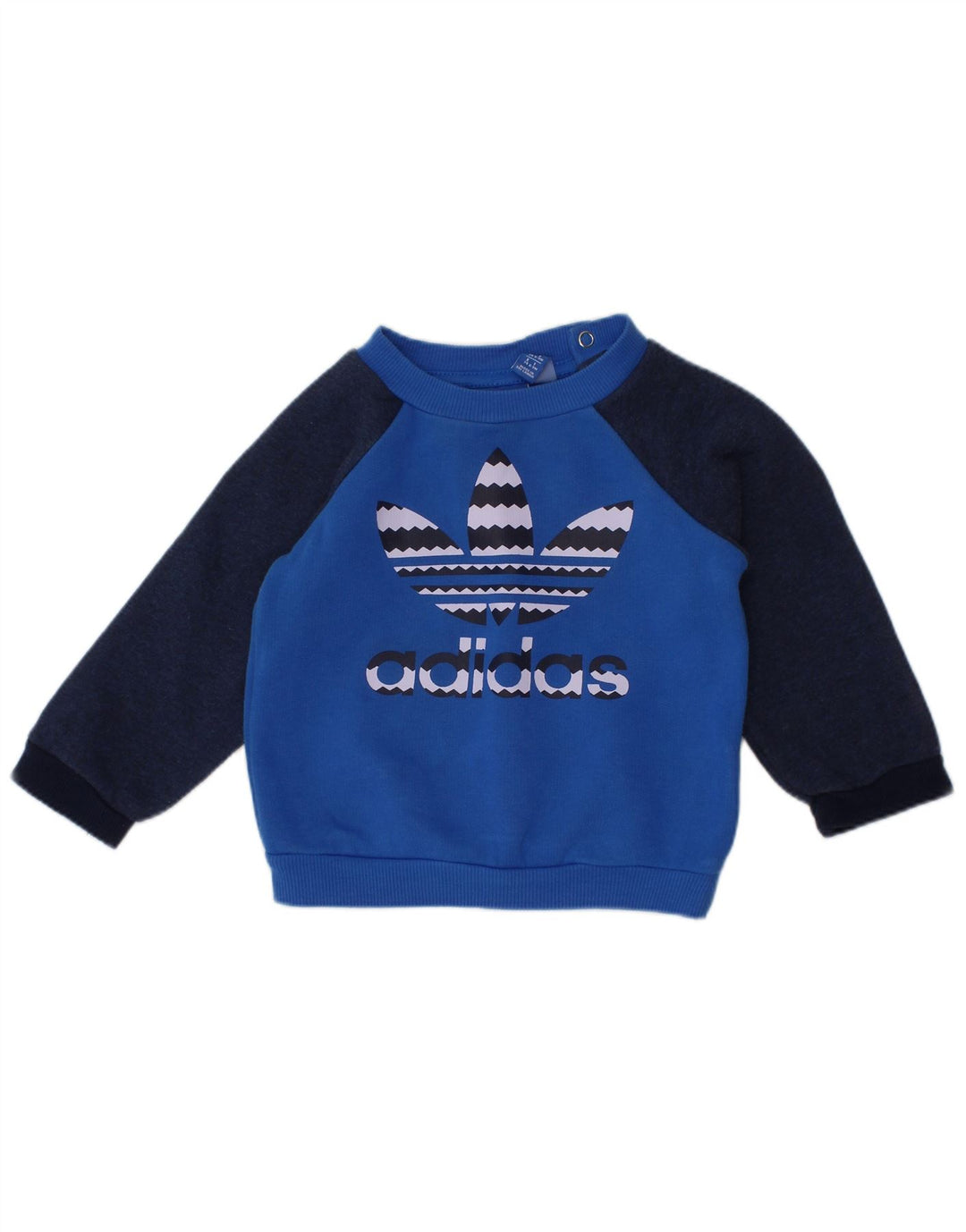 ADIDAS Baby Boys Grafisk Sweatshirt Jumper 6-9 måneder Blå Colourblock