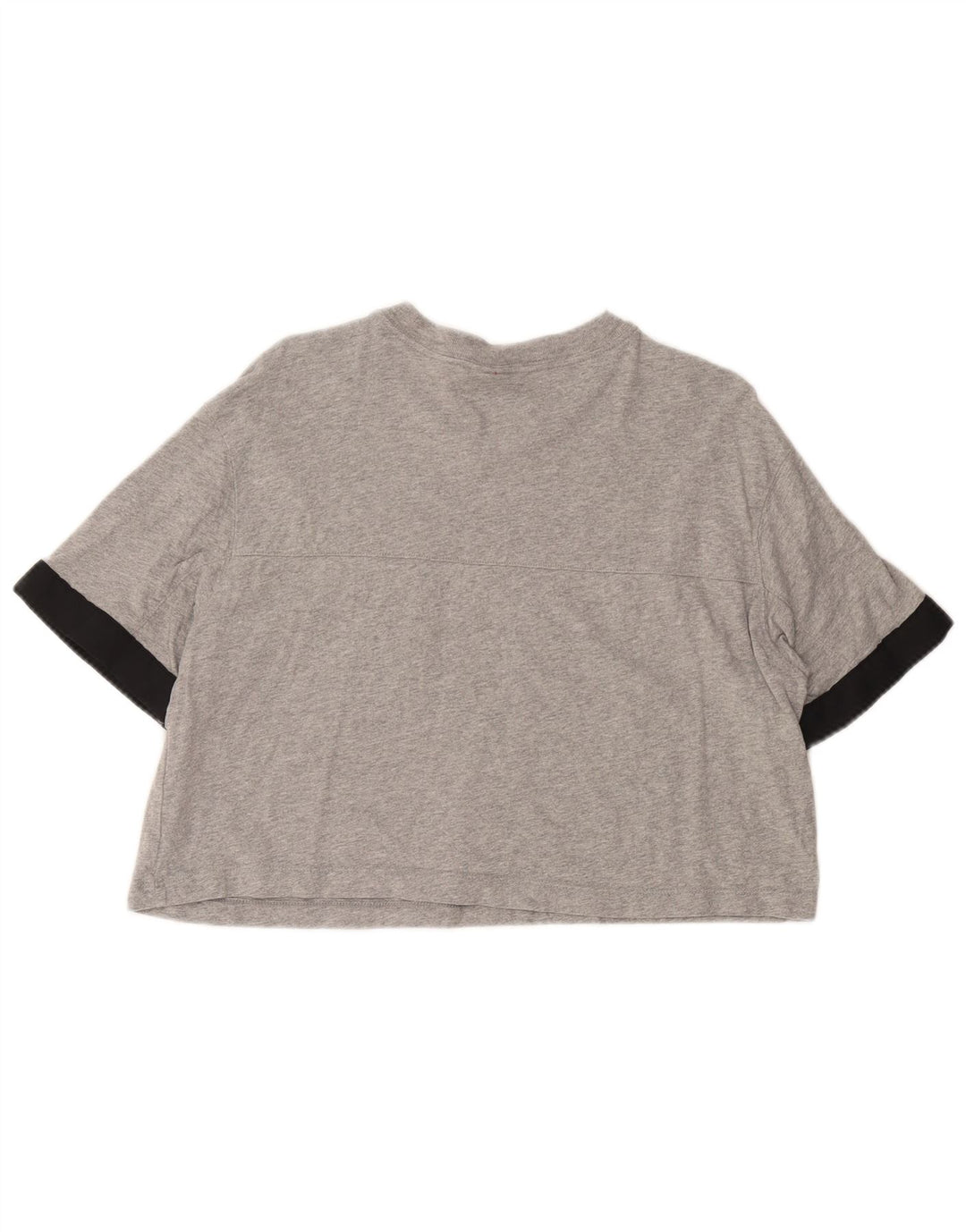 NIKE Dame Crop Graphic T-Shirt Top UK 14 Medium Grey Colourblock Bomuld