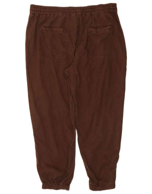 Fat Face Dame Joggers Cropped Trousers UK 16 Large W38 L25 Brun Lycra