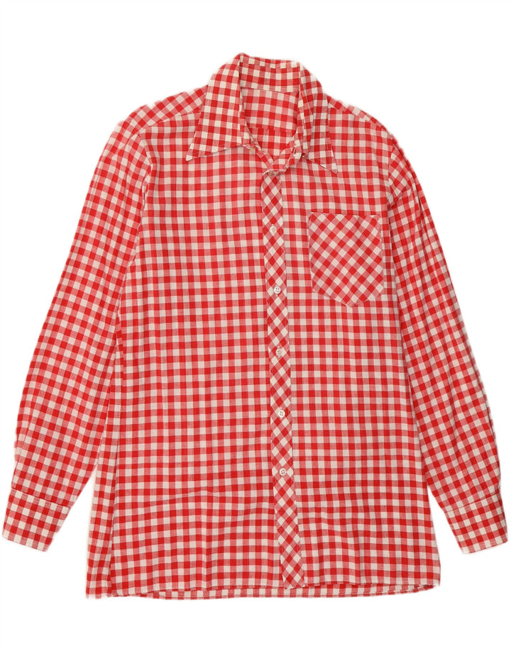 VINTAGE Mens Shirt Size 40 Medium Red Gingham Vintage Vintage and Second-Hand Vintage from Messina Hembry 