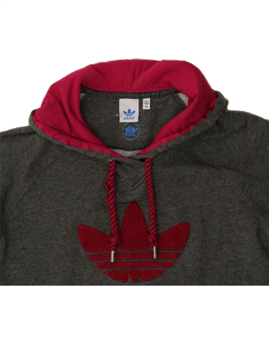 ADIDAS Womens Graphic Hoodie Jumper IT 44 Medium Grey Cotton Vintage Adidas and Second-Hand Adidas from Messina Hembry 