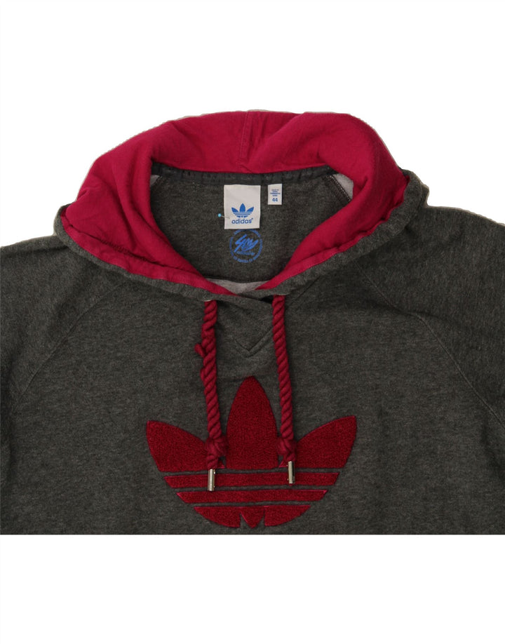 ADIDAS Womens Graphic Hoodie Jumper IT 44 Medium Grey Cotton Vintage Adidas and Second-Hand Adidas from Messina Hembry 