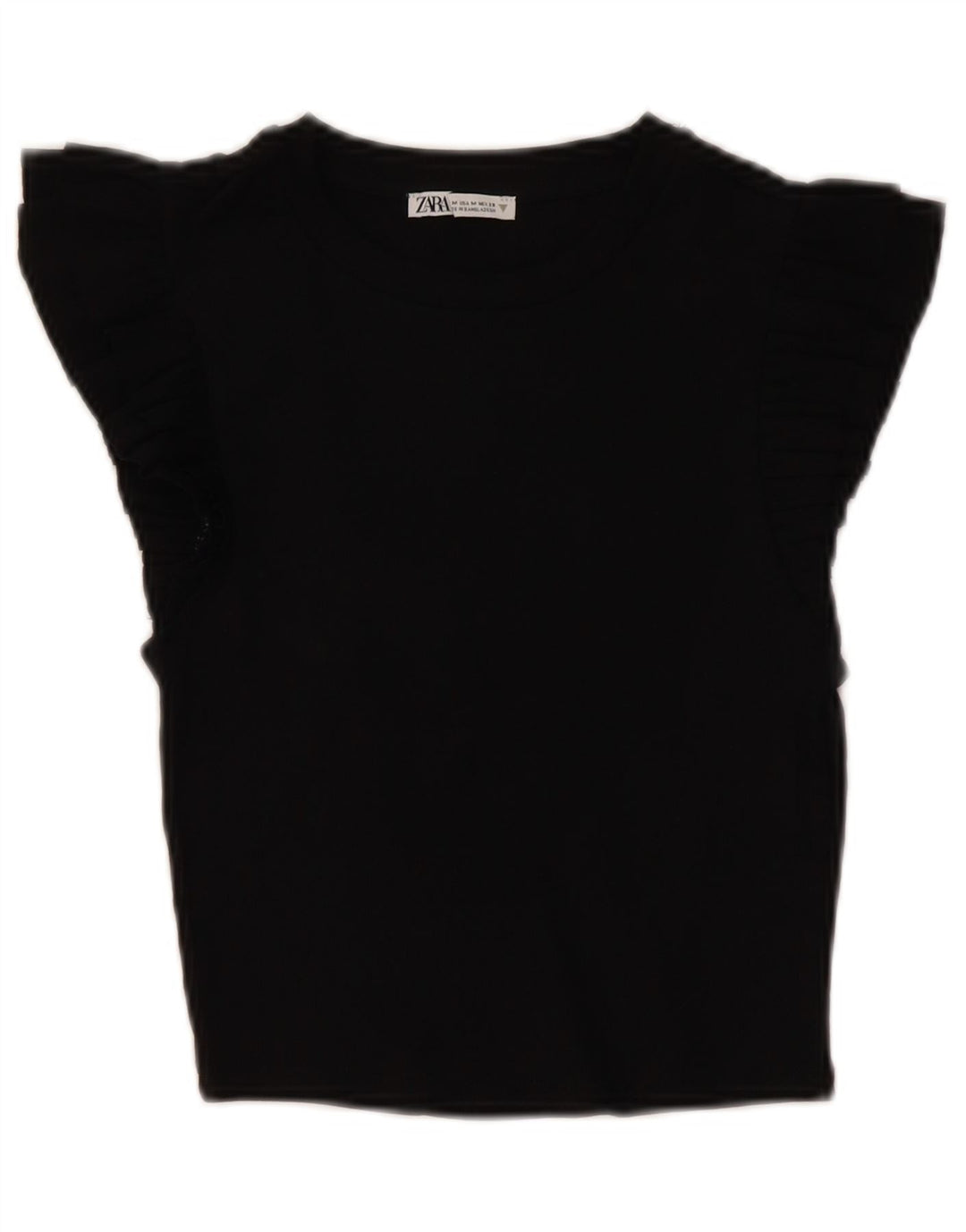 ZARA Womens Crop Blouse Top UK 12 Medium Black Cotton