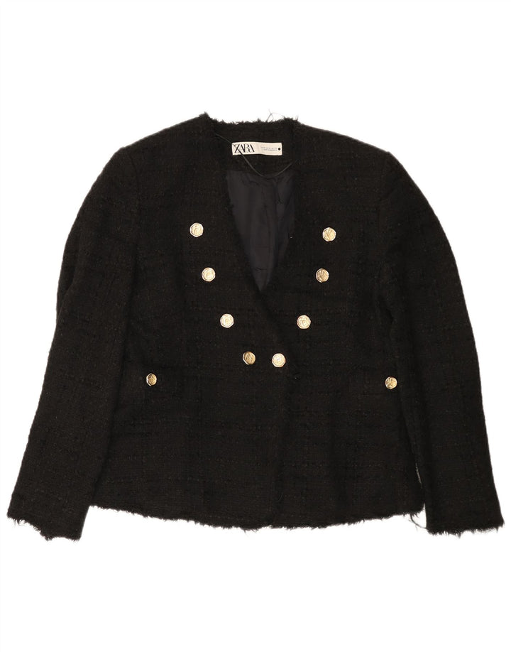 Zara Dame Dobbeltradet Blazer Jacket UK,12 Medium Sort