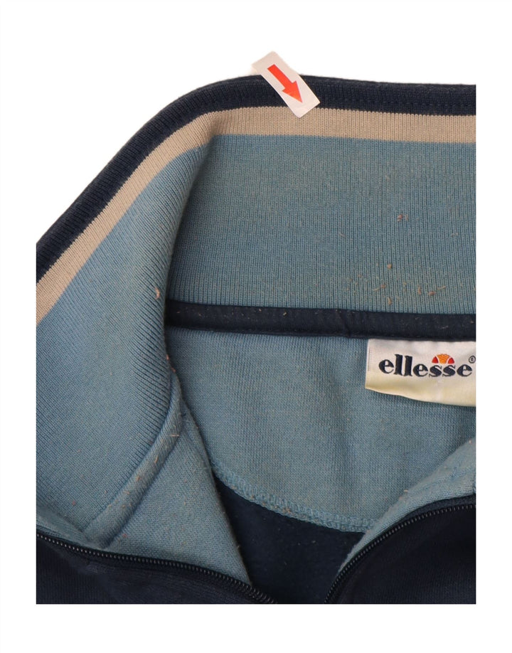 Ellesse Herre Zip Neck Sweatshirt Jumper Large Navy Blue Bomuld
