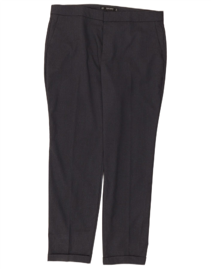 Zara Dame Slim Chino Bukser EU 40 Medium W30 L27 Marineblå Polyester