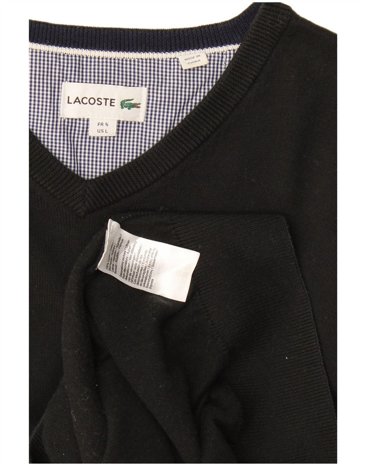 Lacoste Herre V-hals sweater str. 5 Stor sort bomuld