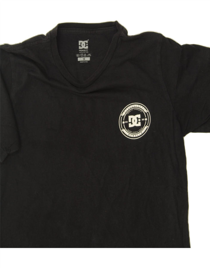 DC Boys Graphic T-Shirt Top 13-14 Years Black Cotton Vintage DC and Second-Hand DC from Messina Hembry 