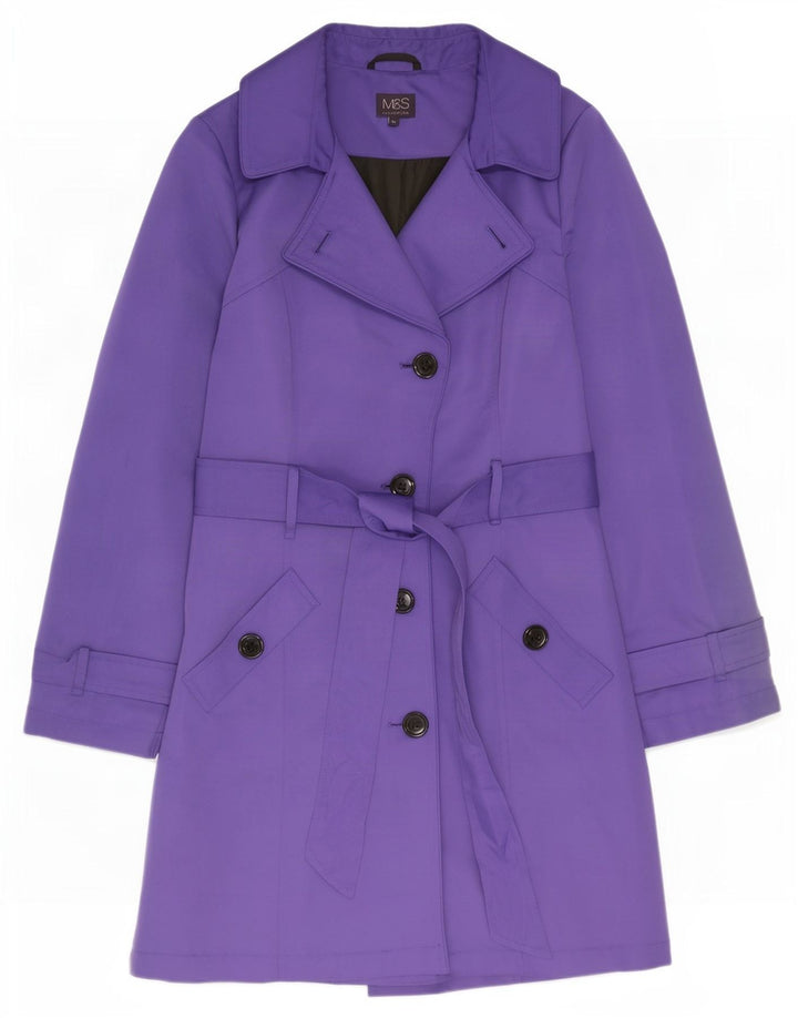 Marks & Spencer Trench Coat til kvinder UK 12 Medium Purple Polyester