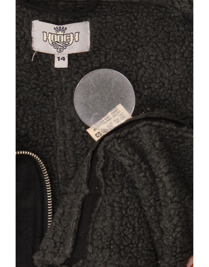 HOOCH Womens Sherpa Jacket UK 14 Medium Black Polyester Vintage Hooch and Second-Hand Hooch from Messina Hembry 