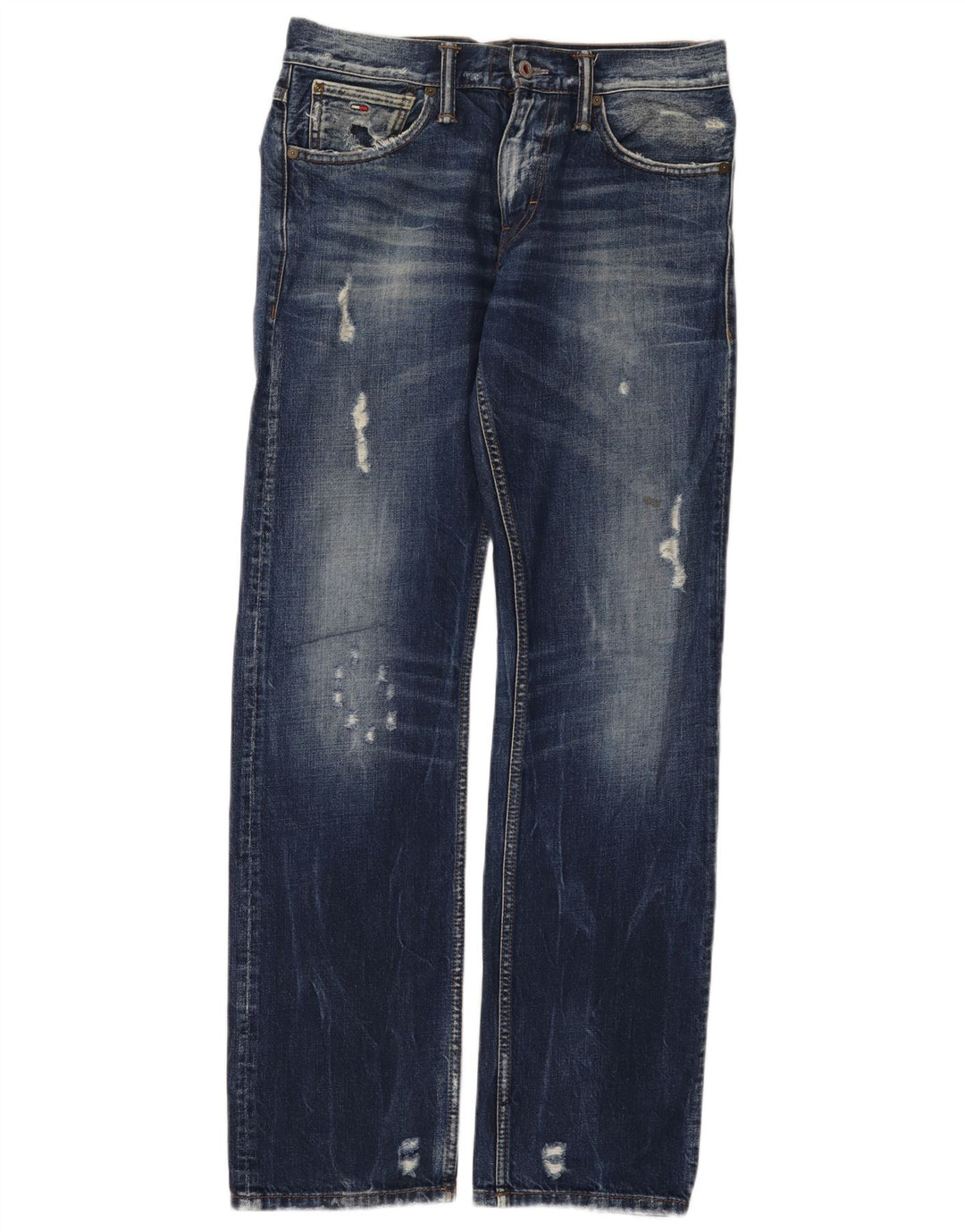Tommy Hilfiger Dame Ryder Distressed Regular Straight Jeans W29 L32 Blå