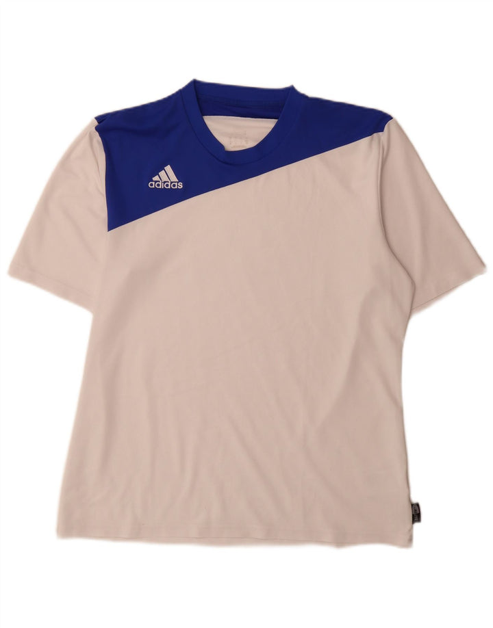 Adidas Herre Climalite T-Shirt Top Medium White Colourblock Polyester