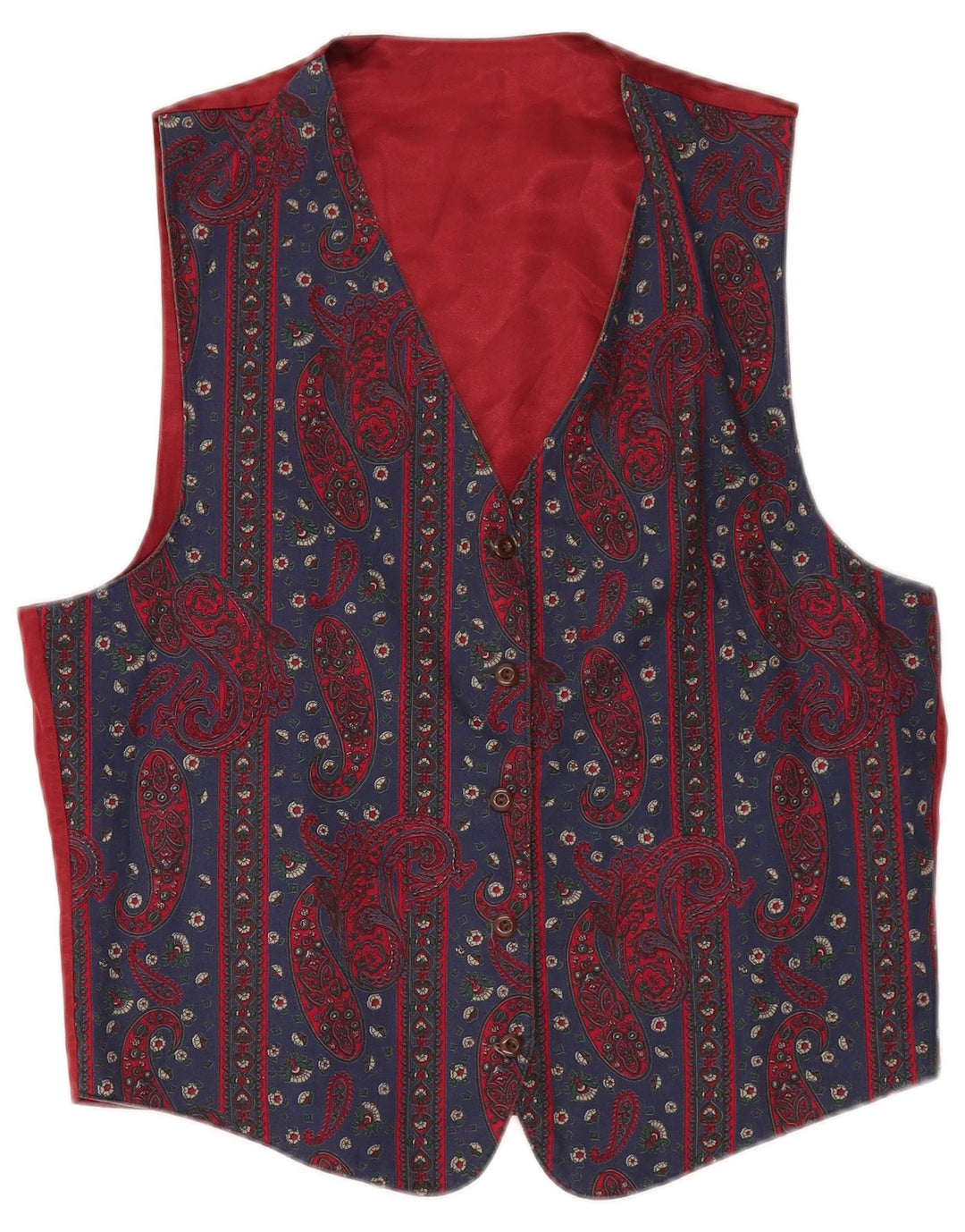 VINTAGE Damevest UK 14 Medium Navy Blue Paisley