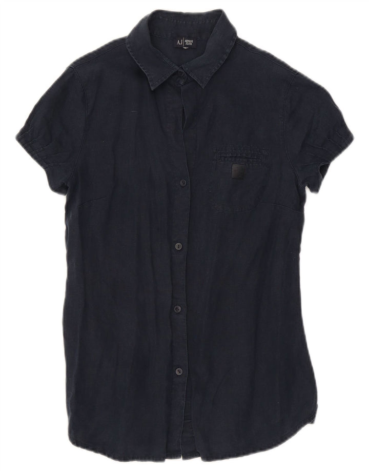 Armani kortærmet skjorte til kvinder UK 10 Small Navy Blue