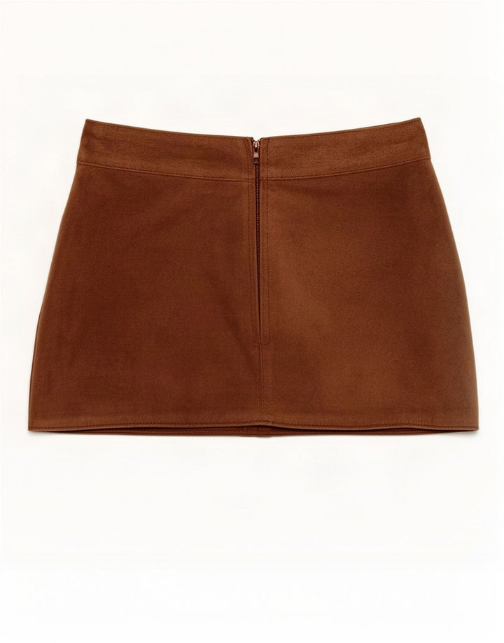 Zara Dame Ruskind Mini Nederdel IT 44 Medium W25 Brun