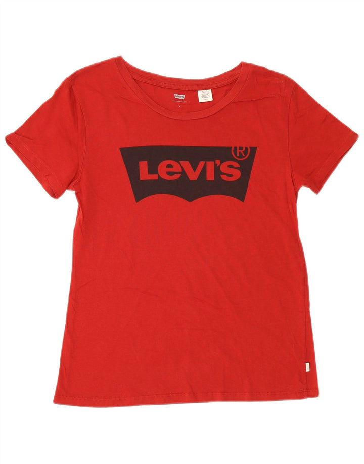 Levi's Dame Grafisk T-Shirt Top UK 10 Lille Rød