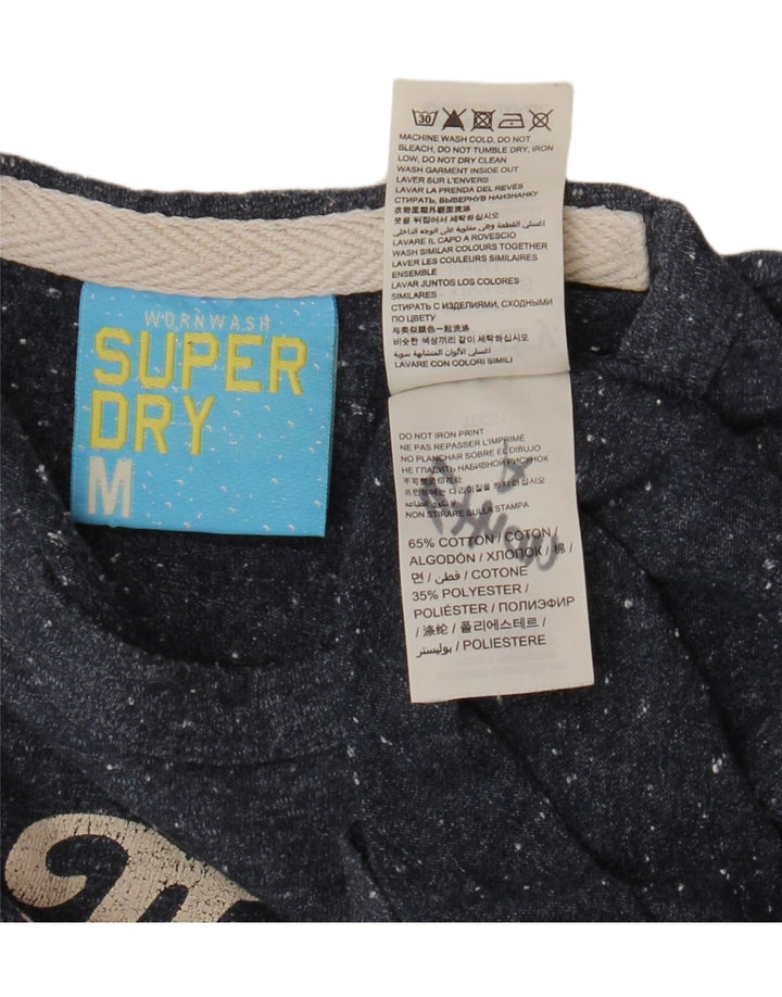 SUPERDRY Herre grafisk T-shirt Top Medium Marineblå Flecked Bomuld
