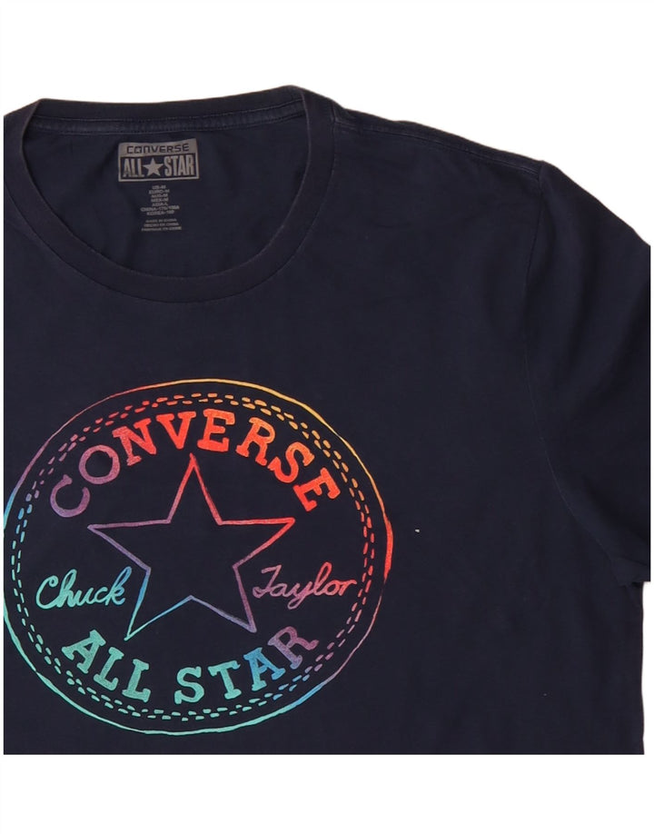 CONVERSE Herre Chuck Taylor Grafisk T-Shirt Top Medium Navyblå Bomuld
