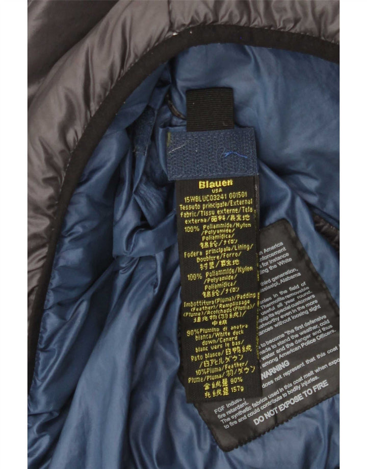 Blauer Herre hættepolstret jakke UK 38 Medium Grå Polyamid