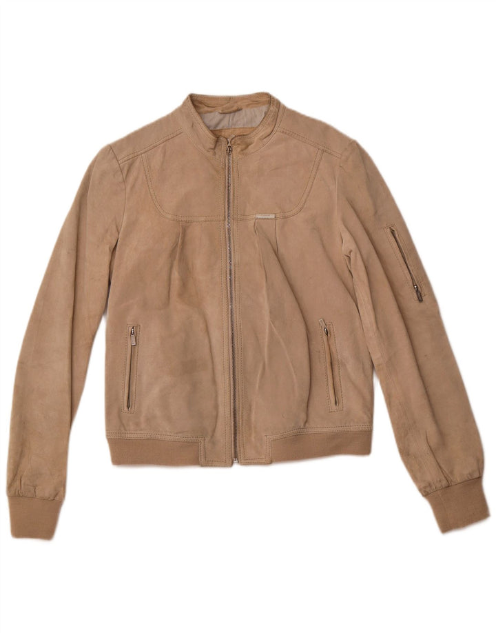 GAUDI Dame Ruskind Bomber Jacket IT 46 Large Beige Læder