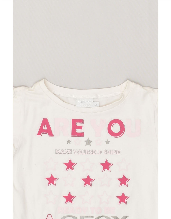 GEOX Girls Graphic T-Shirt Top 11-12 Years White Cotton | Vintage Geox | Thrift | Second-Hand Geox | Used Clothing | Messina Hembry 