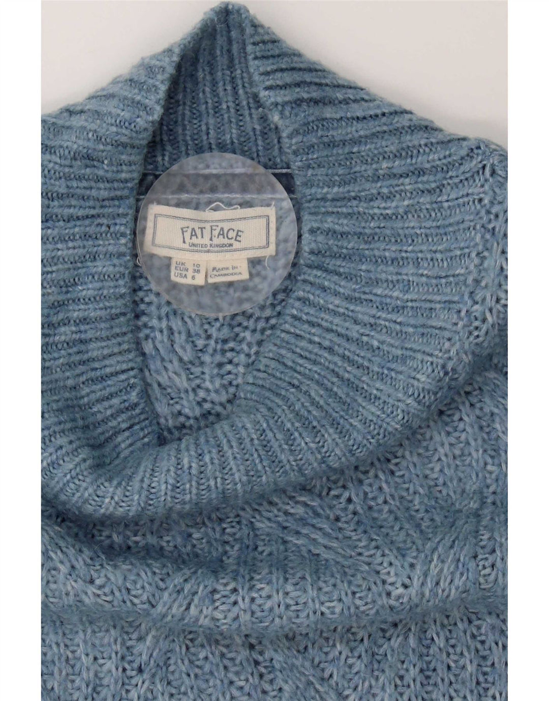 Fat Face Dame Oversized Turtle Neck Jumper Sweater UK 10 Small Blue