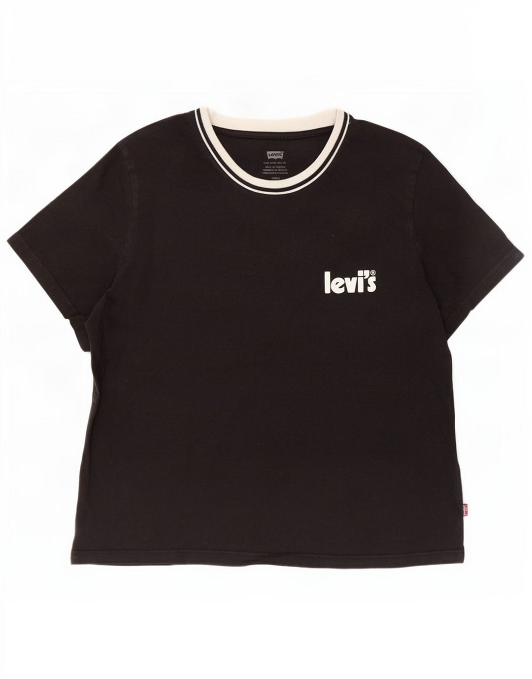 Levi's Dame T-Shirt Top UK 10 Lille Sort Bomuld