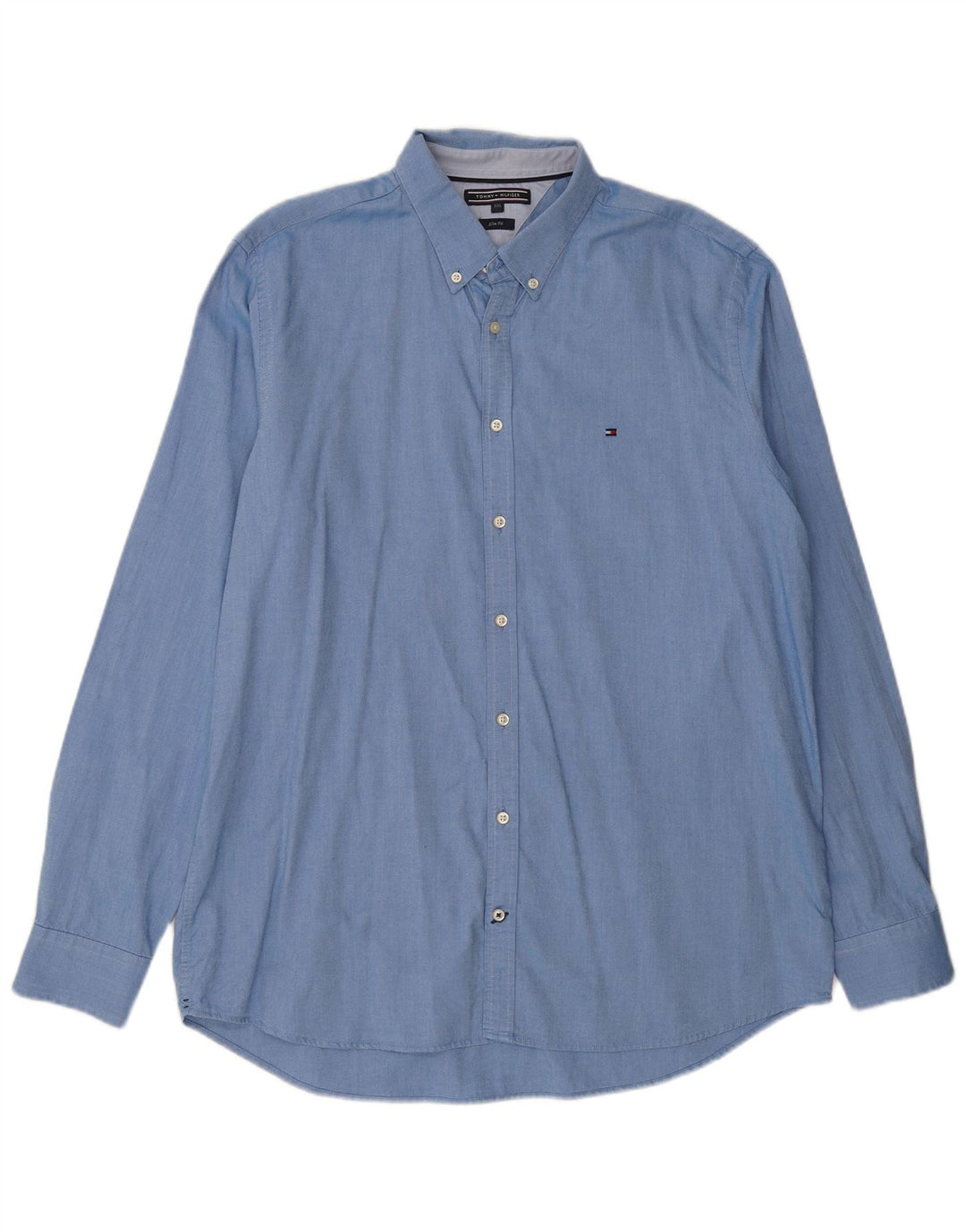 TOMMY HILFIGER Mens Slim Fit Shirt 2XL Blue Cotton