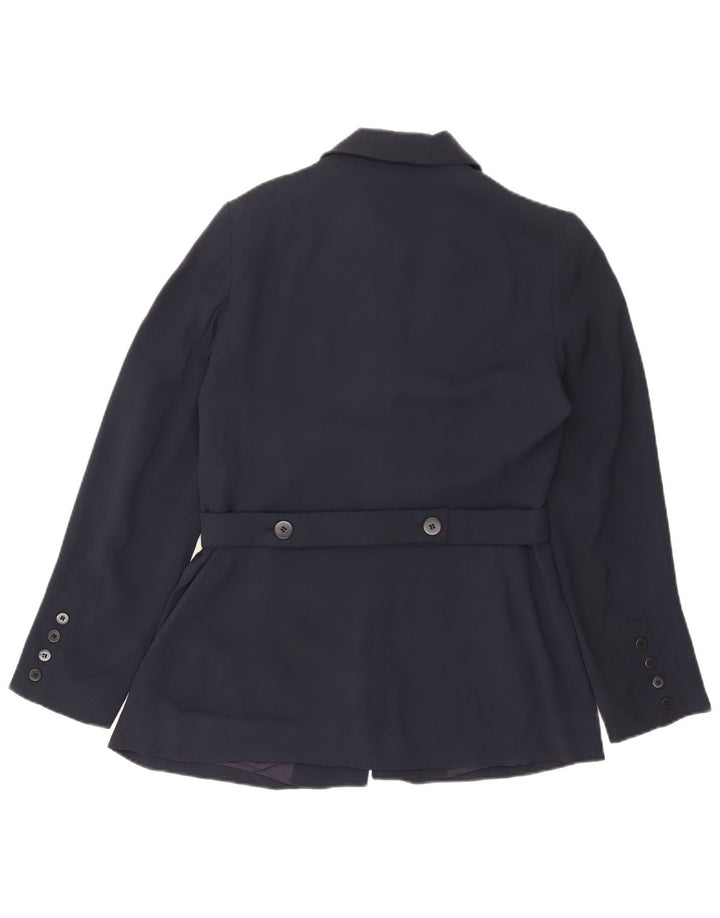 Zara Dame 5-knaps blazerjakke EU 42 Large Navy Blue Rayon