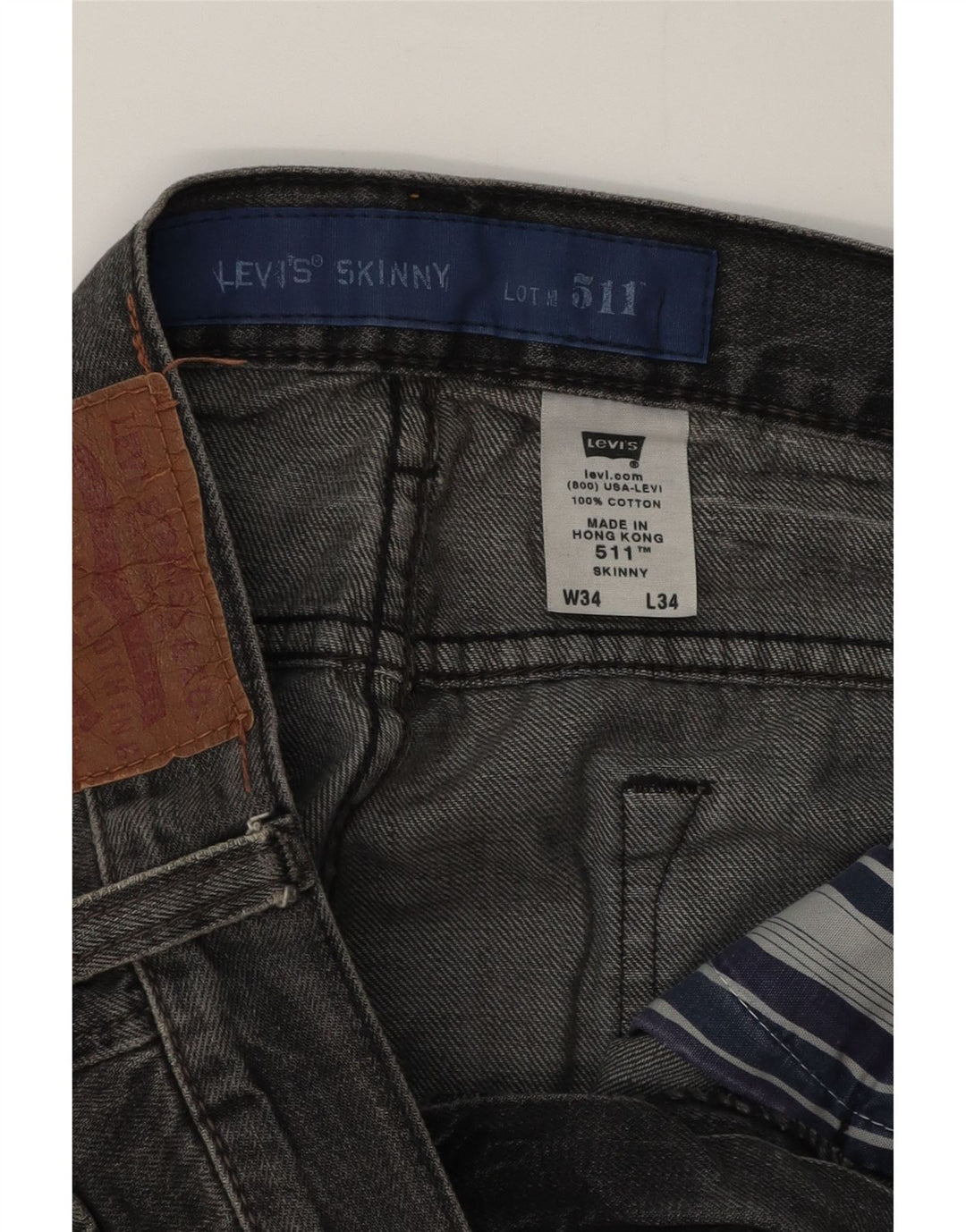 Levi's Mens 511 Skinny Jeans W34 L34 Grå bomuld