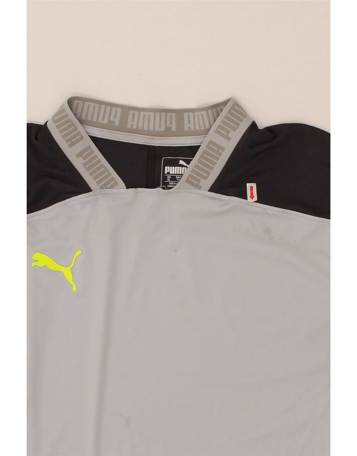 PUMA Mens Graphic T-Shirt Top XL Grey Colourblock Polyester Vintage Puma and Second-Hand Puma from Messina Hembry 