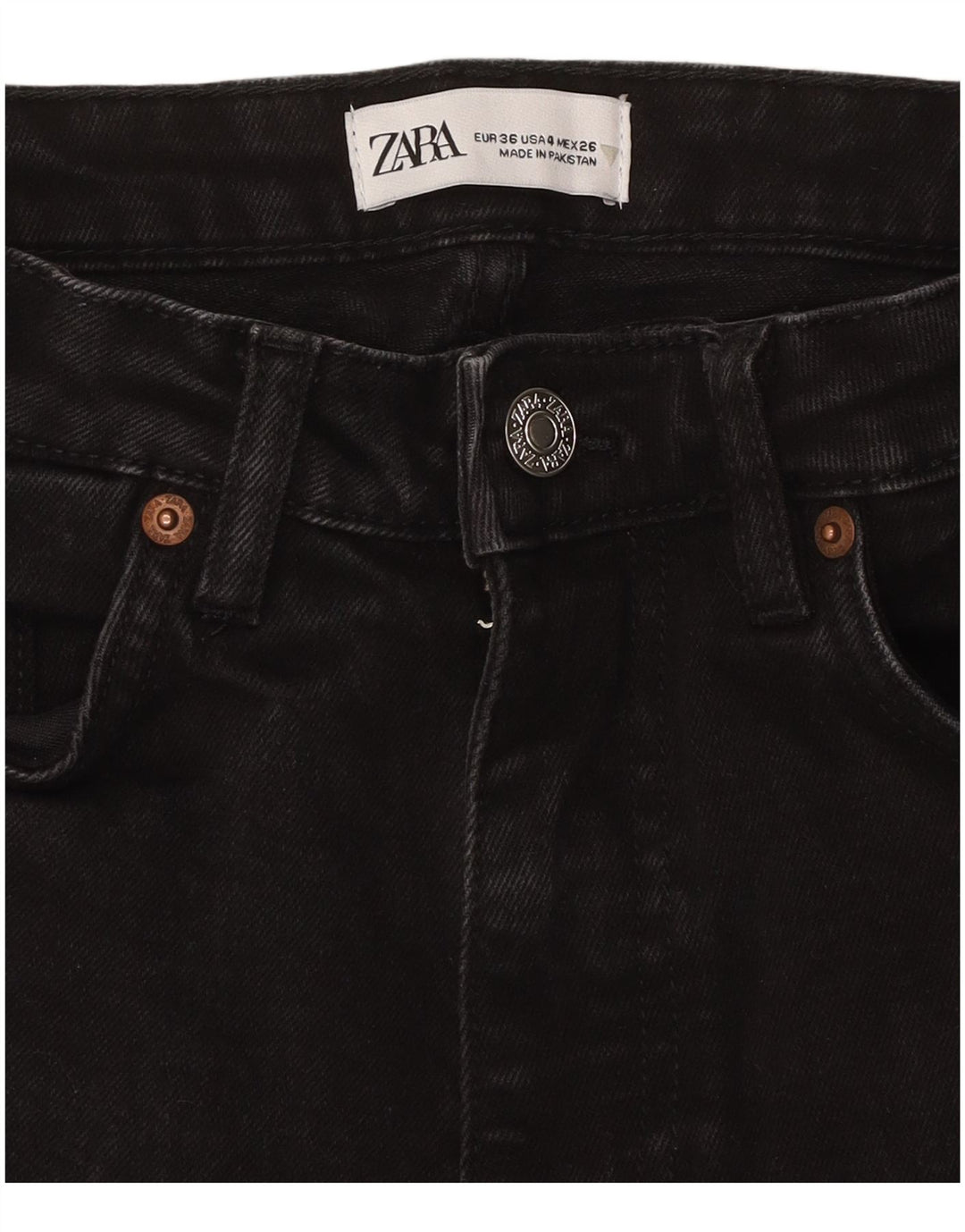 ZARA Dame Bootcut Jeans EU 36 XS W26 L25 Sort