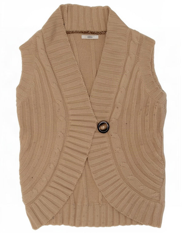 Marks & Spencer Dame ærmeløs cardigan sweater UK 12 Medium Beige