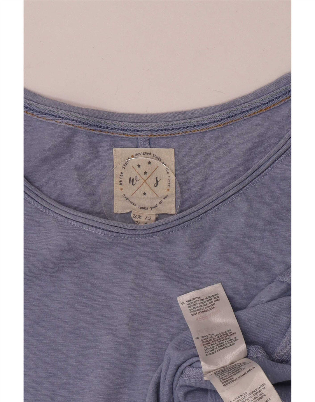 White Stuff Dame Top Langærmet UK 12 Medium Blue Bomuld