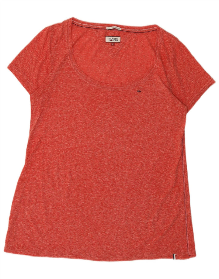 Tommy Hilfiger Dame T-Shirt Top UK 14 Medium Rød Flecked
